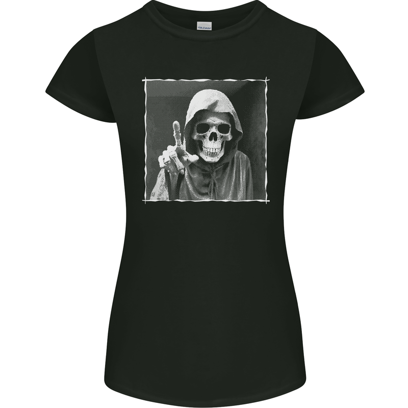 Grim Reaper Skull Womens Petite Cut T-Shirt Black