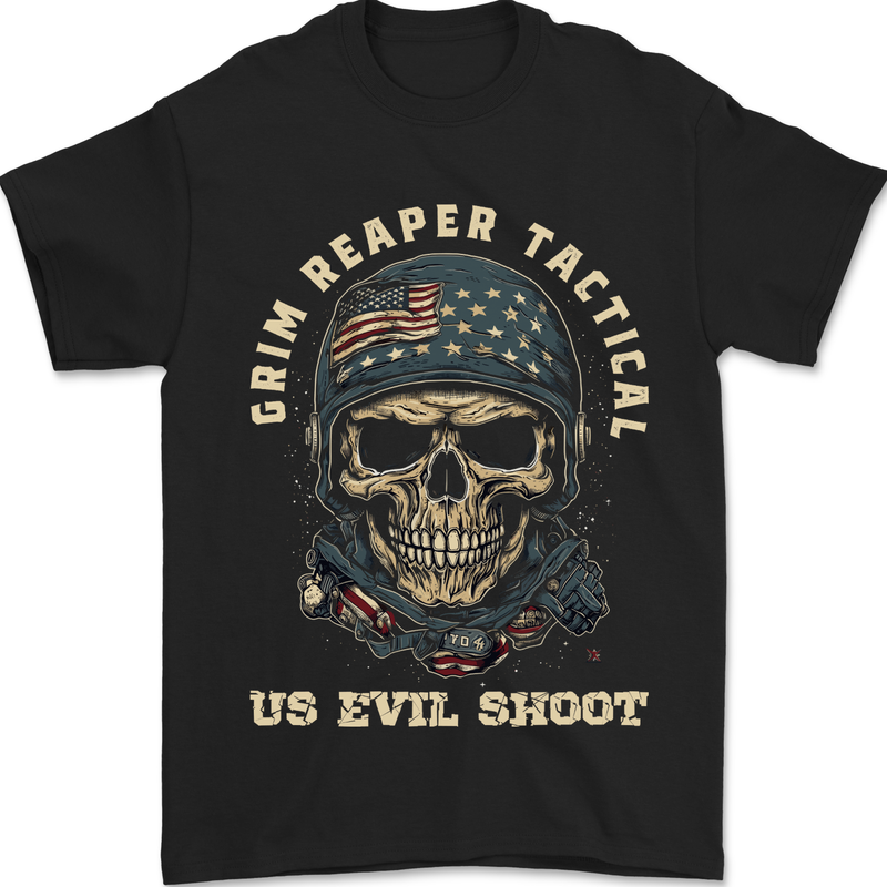 Grim Reaper Tactical Skull Military Army Mens T-Shirt 100% Cotton Black