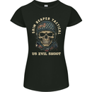 Grim Reaper Tactical Skull Military Army Womens Petite Cut T-Shirt Black