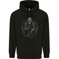 Grim Reaper Throne Skull Mens 80% Cotton Hoodie Black