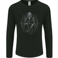 Grim Reaper Throne Skull Mens Long Sleeve T-Shirt Black