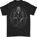 Grim Reaper Throne Skull Mens T-Shirt 100% Cotton BLACK