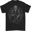 Grim Reaper Throne Skull Mens T-Shirt 100% Cotton BLACK