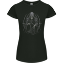 Grim Reaper Throne Skull Womens Petite Cut T-Shirt Black