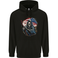 Grim Reaper USA Flag America Skull Childrens Kids Hoodie Black