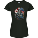 Grim Reaper USA Flag America Skull Womens Petite Cut T-Shirt Black
