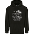 Grim Reaper With a Full Moon and Skulls Mens 80% Cotton Hoodie Black