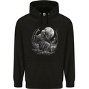 Grim Reaper With a Full Moon and Skulls Mens 80% Cotton Hoodie Black