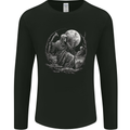 Grim Reaper With a Full Moon and Skulls Mens Long Sleeve T-Shirt Black