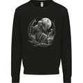 Grim Reaper With a Full Moon and Skulls Mens Sweatshirt Jumper Black