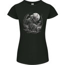 Grim Reaper With a Full Moon and Skulls Womens Petite Cut T-Shirt Black