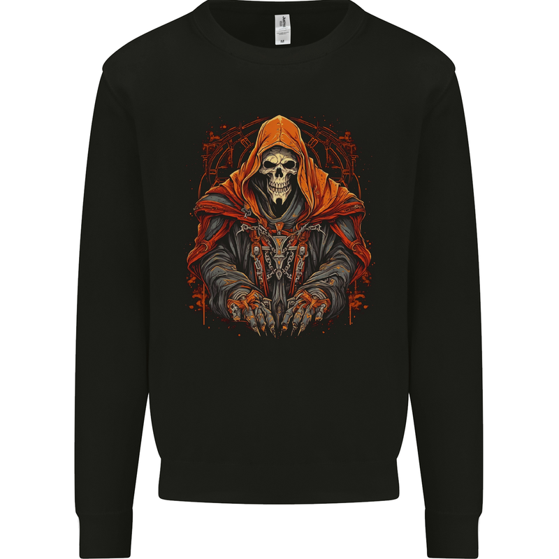 Grim Reaper in Medieval Satanic Robes Mens Sweatshirt Jumper Black