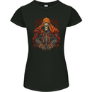 Grim Reaper in Medieval Satanic Robes Womens Petite Cut T-Shirt Black