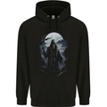 Grim Reaper in a Spooky Landscape Skull Mens 80% Cotton Hoodie Black
