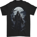 Grim Reaper in a Spooky Landscape Skull Mens T-Shirt 100% Cotton BLACK