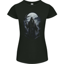 Grim Reaper in a Spooky Landscape Skull Womens Petite Cut T-Shirt Black