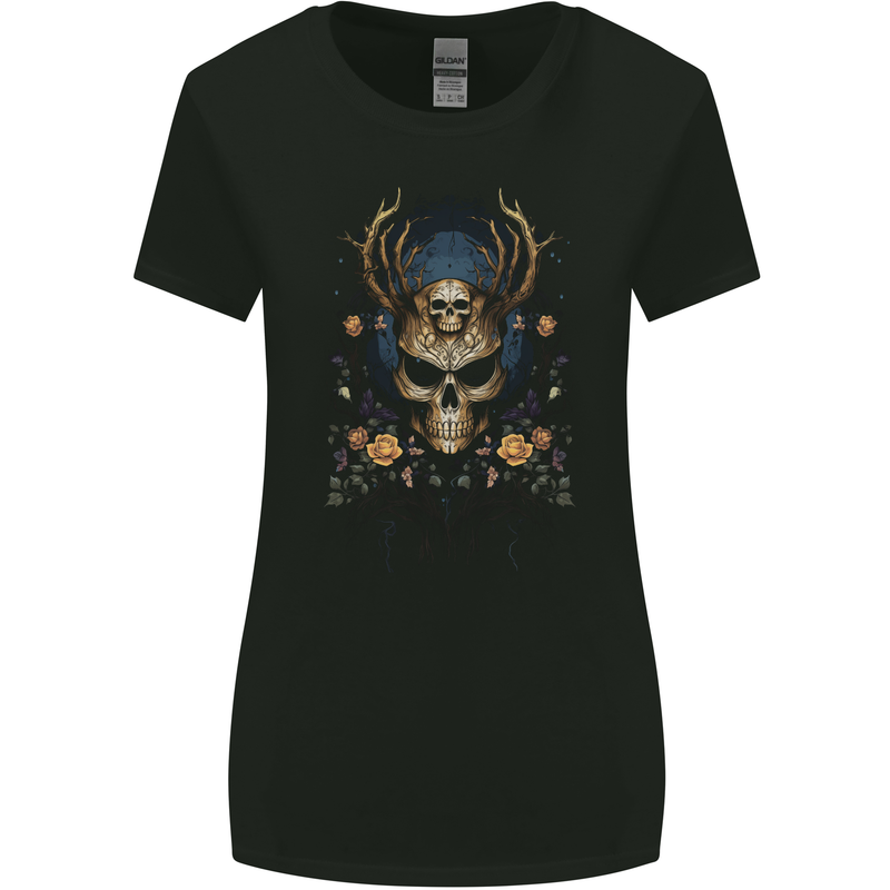Grim Reaper of the Earth Skull Womens Wider Cut T-Shirt Black