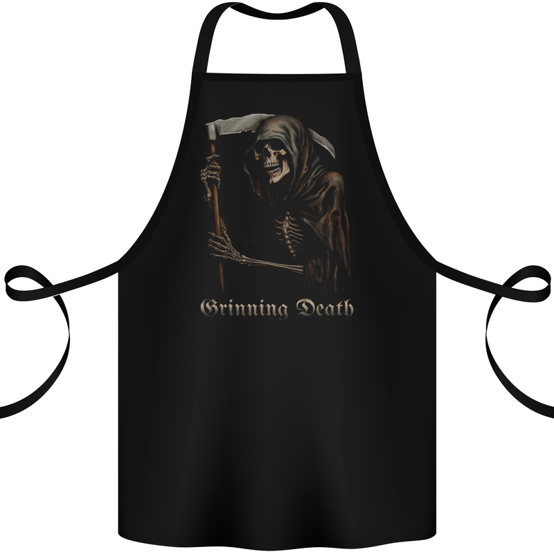 Grinning Death Grim Reaper Gothic Heavy Metal Skull Cotton Apron 100% Organic Black