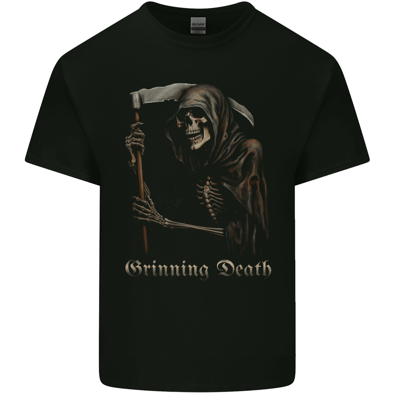 Grinning Death Grim Reaper Gothic Heavy Metal Skull Kids T-Shirt Childrens Black