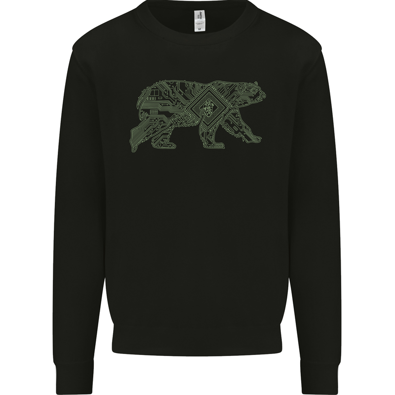 Grizzly Bear Circuit Board Mens Sweatshirt Jumper Black