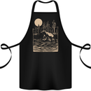 Grizzly Bear Cub Linocut Cotton Apron 100% Organic Black