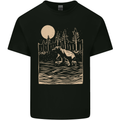 Grizzly Bear Cub Linocut Mens Cotton T-Shirt Tee Top Black