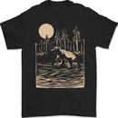 Grizzly Bear Cub Linocut Mens Gildan Cotton T-Shirt Black