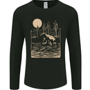 Grizzly Bear Cub Linocut Mens Long Sleeve T-Shirt Black