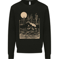 Grizzly Bear Cub Linocut Mens Sweatshirt Jumper Black