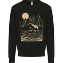 Grizzly Bear Cub Linocut Mens Sweatshirt Jumper Black
