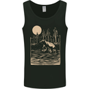 Grizzly Bear Cub Linocut Mens Vest Tank Top Black