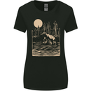 Grizzly Bear Cub Linocut Womens Wider Cut T-Shirt Black