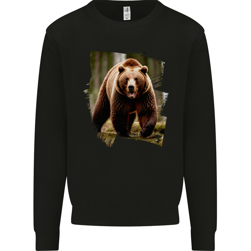 Grizzly Bear Photograph Mens Sweatshirt Jumper Black