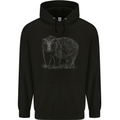 Grizzly Bear White Print Mens 80% Cotton Hoodie Black