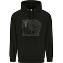 Grizzly Bear White Print Mens 80% Cotton Hoodie Black