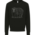 Grizzly Bear White Print Mens Sweatshirt Jumper Black