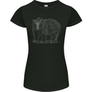 Grizzly Bear White Print Womens Petite Cut T-Shirt Black