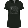 Grizzly Bear White Print Womens Wider Cut T-Shirt Black