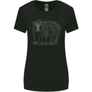Grizzly Bear White Print Womens Wider Cut T-Shirt Black