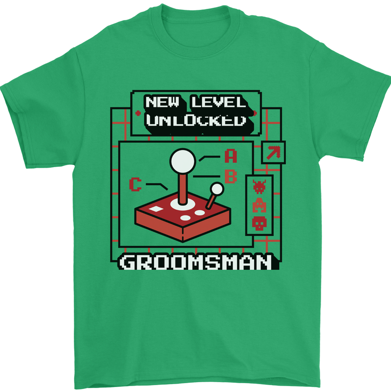 Groomsman New Level Unlocked Funny Best Man Mens T-Shirt 100% Cotton Irish Green