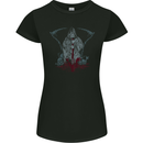 Grungy Grim Reaper Satanic Skulls Heavy Metal Womens Petite Cut T-Shirt Black