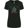 Grungy Grim Reaper Satanic Skulls Heavy Metal Womens Wider Cut T-Shirt Black