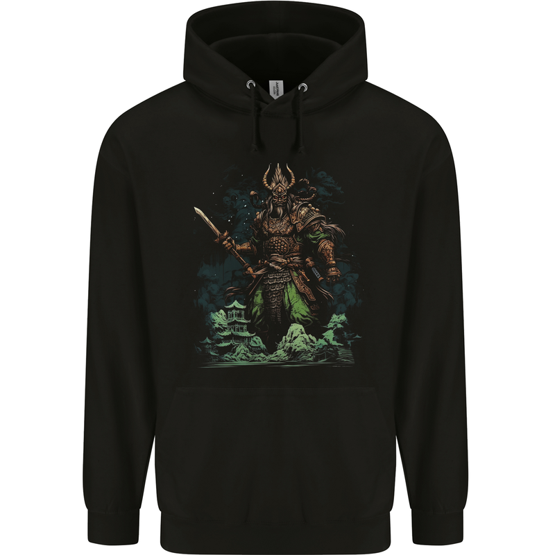 Guan Yu Chinese God of War Fantasy MMA Childrens Kids Hoodie Black