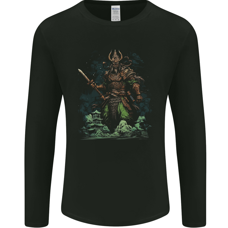Guan Yu Chinese God of War Fantasy MMA Mens Long Sleeve T-Shirt Black