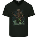Guan Yu Chinese God of War Fantasy MMA Mens V-Neck Cotton T-Shirt Black