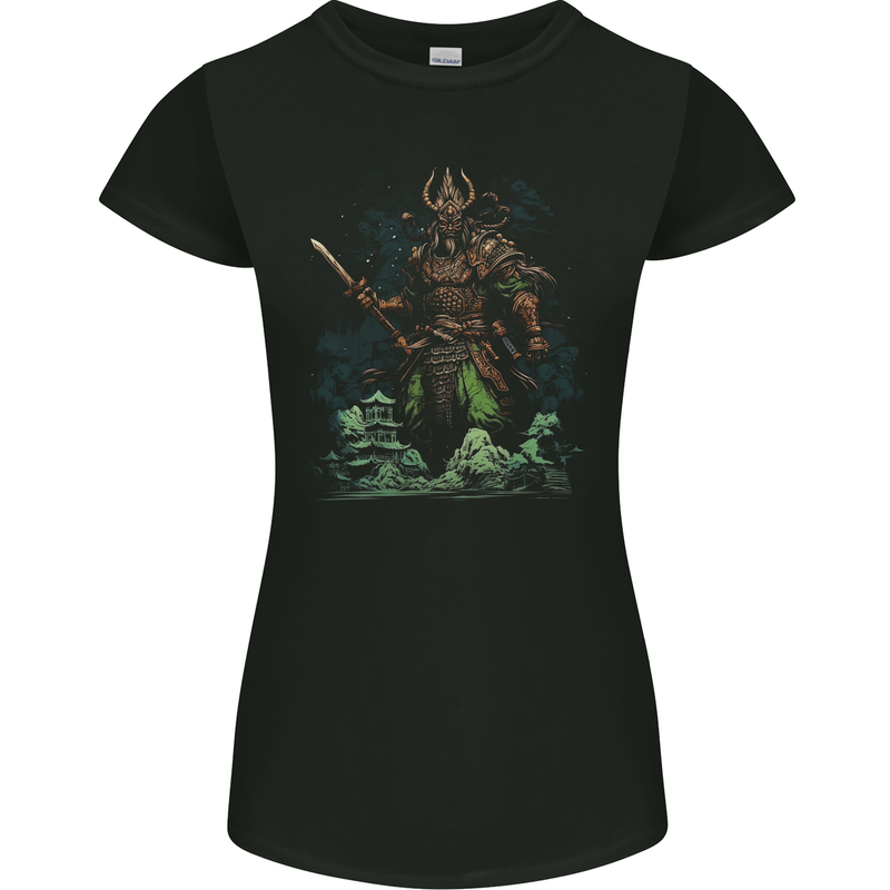 Guan Yu Chinese God of War Fantasy MMA Womens Petite Cut T-Shirt Black