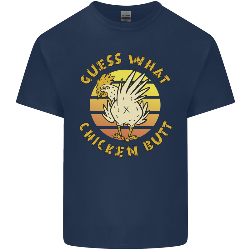 Guess What Chicken Butt Funny Farm Kids T-Shirt Childrens Navy Blue