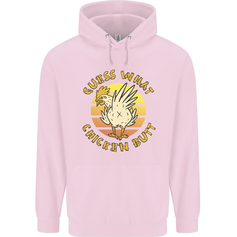 Guess What Chicken Butt Funny Farm Mens 80% Cotton Hoodie Light Pink