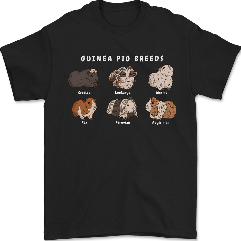 Guinea Pig Breeds 1 Mens T-Shirt 100% Cotton Black
