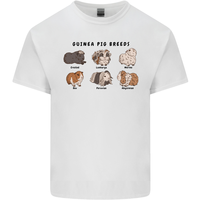 Guinea Pig Breeds 2 Mens Cotton T-Shirt Tee Top White